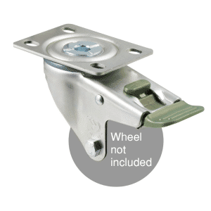 M Series North American (NA) swivel plate zinc fork for a 75mm x 28mm wheel, direction lock.