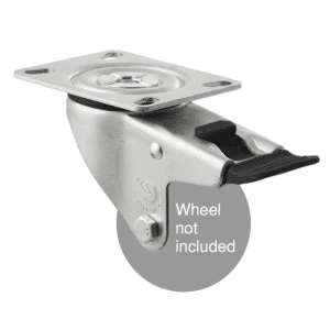 M Series specialised North Ame rican (NA) swivel plate zinc fork for a 75mm x 28mm wheel, total brake, black seal & pedal.