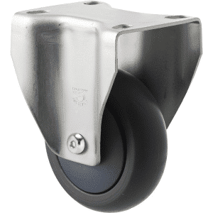 M Series castor, antistatic/conductive 100mm x 32mm TPE rubber wheel, thread guard, fixed plate, zinc fork, precision bearing, Chicago screw axle, 85 kg load rating