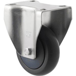M Series castor, antistatic/conductive 100mm x 32mm TPE rubber wheel, thread guard, North American (NA) fixed plate, zinc fork, precision bearing, 85 kg load rating