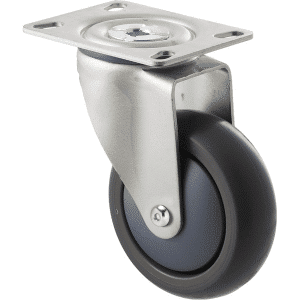 M Series castor, antistatic/conductive 100mm x 32mm TPE rubber wheel, thread guard, swivel plate, zinc fork, precision bearing, Chicago screw axle, 85 kg load rating