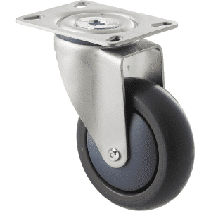M Series castor, antistatic/conductive 100mm x 32mm TPE rubber wheel, thread guard, North American (NA) swivel plate, zinc fork, Chicago screw axle, precision bearing, 85 kg load rating