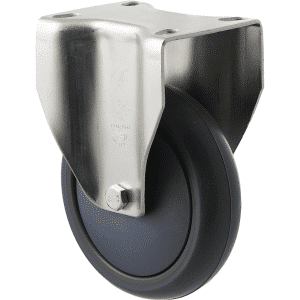 M Series castor, antistatic/conductive 125mm x 32mm TPE rubber wheel, thread guard, North American (NA) fixed plate, zinc fork, precision bearing, 85 kg load rating