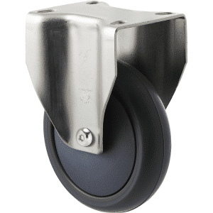 M Series castor, antistatic/conductive 125mm x 32mm TPE rubber wheel, thread guard, North American (NA) fixed plate, zinc fork, Chicago screw axle, precision bearing, 85 kg load rating