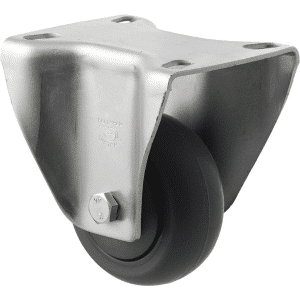 M Series castor, antistatic/conductive 75mm x 32mm TPE rubber wheel, thread guard, fixed plate zinc fork, precision bearing, 85 kg load rating
