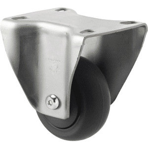 M Series castor, antistatic/conductive 75mm x 32mm TPE rubber wheel, thread guard, fixed plate, zinc fork, precision bearing, Chicago screw axle, 85 kg load rating
