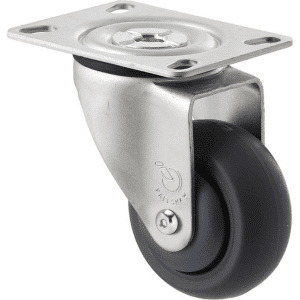 M Series castor, antistatic/conductive 75mm x 32mm TPE rubber wheel, thread guard, swivel plate, zinc fork, black seal, Chicago screw axle, precision bearing, 85 kg load rating