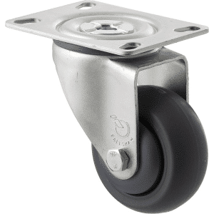M Series castor, antistatic/conductive 75mm x 32mm TPE rubber wheel, thread guard, North American (NA) swivel plate, zinc fork, precision bearing, 85 kg load rating