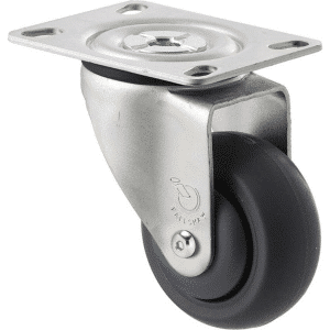 M Series castor, antistatic/conductive 75mm x 32mm TPE rubber wheel, thread guard, North American (NA) swivel plate, zinc fork, Chicago screw axle, black seal, precision bearing, 85 kg load rating