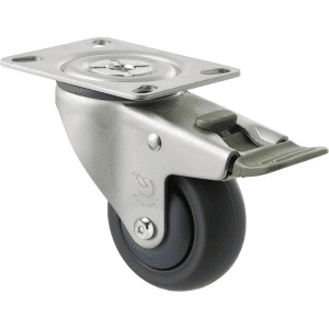 M Series castor, antistatic/conductive 75mm x 32mm TPE rubber wheel, thread guard, North American (NA) swivel plate, zinc fork, direction lock, Chicago screw axle, precision bearing, 85 kg load rating