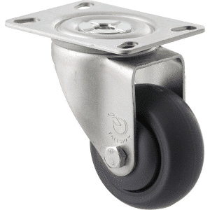 M Series castor, antistatic/conductive 75mm x 32mm TPE rubber wheel, thread guard, North American (NA) swivel plate, zinc fork, grey seal, precision bearing, 85 kg load rating