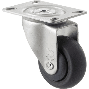 M Series castor, antistatic/conductive 75mm x 32mm TPE rubber wheel, thread guard, North American (NA) swivel plate, zinc fork, grey seal, Chicago screw axle, precision bearing, 85 kg load rating