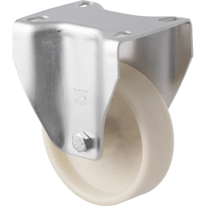 M Series castor, high-temperat ure glass-reinforced nylon 100mm wheel, plain bore, fixed, load rating 80 kg at 150C degrees