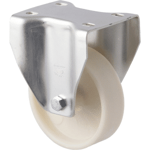 M Series castor, high-temperat ure glass-reinforced nylon 100mm wheel, plain bore, fixed North American (NA) plate, load rating 80 kg at 150C degrees
