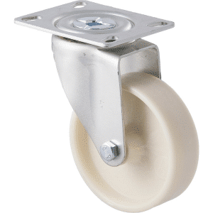 M Series castor, high-temperat ure glass-reinforced nylon 100mm wheel, plain bore, swivel plate, load rating 80 kg at 150Cdegrees