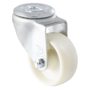 M Series castor, high-temperature glass-reinforced nylon 75mm wheel, plain bore, swivel bolt hole, load rating 70kg at 150C degrees