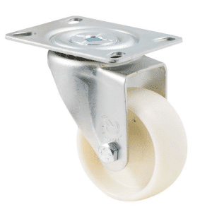 M Series castor, high-temperature glass-reinforced nylon 75mm wheel, plain bore, swivel plate, load rating 70kg at 150C degrees