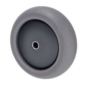 M Series thermoplastic elastomer (TPE) 100 x 40mm wheel, plain bearing, 8mm ID (inside diameter), graphite thread guard, load rating 85 kg