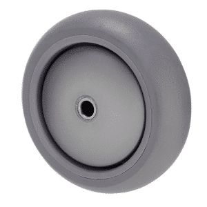M Series thermoplastic elastomer (TPE) 100 x 40mm wheel, plain bearing, 8mm ID (inside diameter), silver thread guard, load rating 85 kg