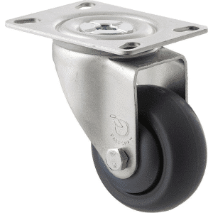 M Series castor, thermoplastic elastomer (TPE) 75mm wheel, plain bearing, swivel plate, grey seal & pedal, Bluestone thread guard, load rating 85 kg