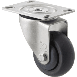 M Series castor, thermoplastic elastomer (TPE) 75mm wheel, plain bearing, swivel North American (NA) plate, black seal & pedal, Bluestone thread guard, load rating 85 kg