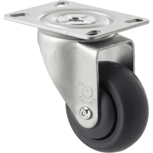M Series castor, thermoplastic elastomer (TPE) 75mm wheel, plain bearing, swivel North American (NA) plate, grey seal & pedal, Chicago screw axle, Bluestone thread guard, load rating 85 kg