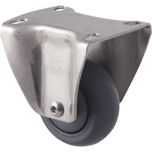 M Series castor, thermoplastic elastomer (TPE) stainless steel precision bearing, 75mm stainless steel, Bluestone thread guard, load rating 85 kg
