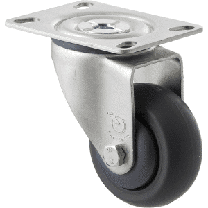 M Series castor,Thermoplastic elastomer (TPE) 75mm wheel, precision bearing, fixed plate, Bluestone thread guard, load rating 85 kg