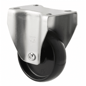 M Series castor, 100mm black nylon wheel, wheel, fixed plate, stainless steel axle spacer, Chicago screw axle, 150 kg load