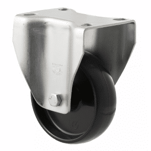 M Series castor, 100mm black nylon wheel, fixed North American (NA) plate, 150 kg load