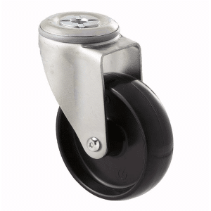 M Series castor, 100mm black nylon wheel, swivel bolt hole, grey seal & pedal, Chicago screw axle, 150 kg load