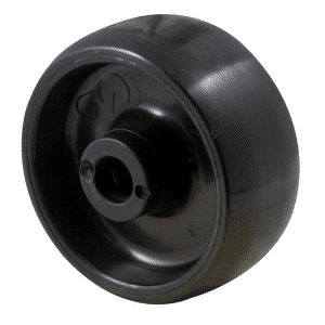 M Series, 75mm black nylon wheel, 40mm hub, 12mm bore reduced to 8mm with stainless steel axle bush, 150 kg load capacity