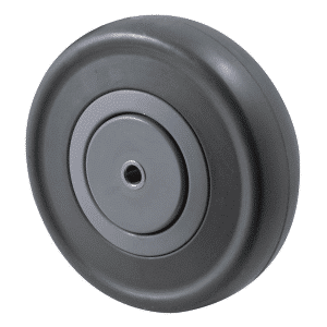 M Series, 125mm energy absorbent grey rubber wheel (low-profile tyre), plain bearing, 150 kg load