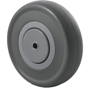 M Series, energy absorbent grey rubber wheel (low-profile tyre) 100 x 40mm Twin- precision bearing, thread guard, wheel, load rating 140 kg