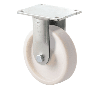 H Series high-temperature castor, 150mm glass-reinforced nylon wheel, plain bearing, fixed plate, load rating 200 kg at 210 degrees C