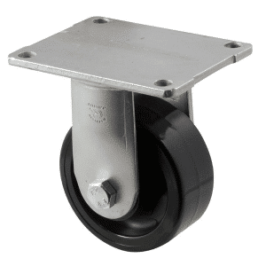 H Series castor, 100mm black nylon wheel, plain bearing, fixed North American (NA) plate, 350 kg load