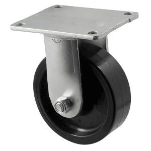 H Series castor, 125mm black nylon wheel, plain bearing, fixed plate, 400 kg load