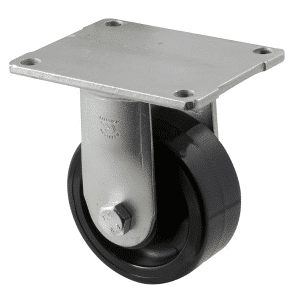 H Series castor, 100mm black nylon wheel, roller bearing, fixed plate, 350 kg load