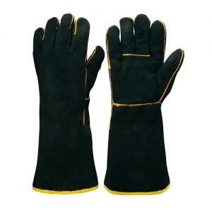 Frontier Black and Gold Welder Gaunlet Gloves- 40cm- Approved Standards: EN 388:4143- 1 Pair