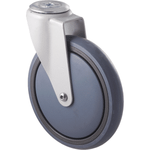 M Series castor, energy absorbent, 175mm grey rubber wheel, plain bearing, swivel bolt hole, 200 kg load