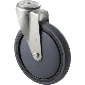 M Series castor, energy absorbent, 175mm grey rubber wheel, plain bearing, swivel bolt hole, 200 kg load