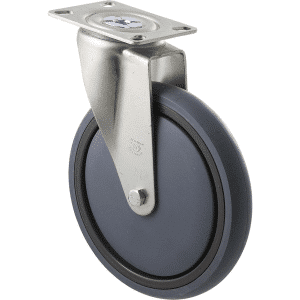 M Series castor, energy absorbent, 175mm grey rubber, precision bearing, swivel North American (NA) plate, 200 kg load