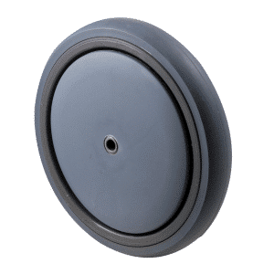 M Series, energy absorbent grey rubber 200 x 40mm wheel, precision bearing, 8mm ID (inside diameter), 200 kg load