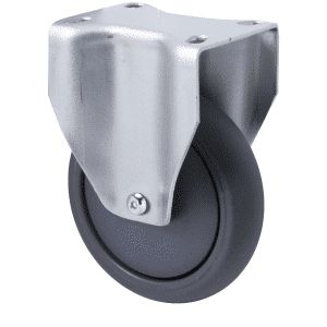 M Series castor, 125mm polyurethane on nylon wheel, plain bearing, Chicago screw axle, Bluestone thread guard, 200 kg load