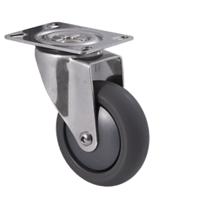 M Series stainless steel specialised castor, 100mm polyurethane on nylon wheel, precision bearing, Bluestone thread guard, 200 kg load