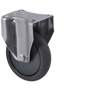 M Series stainless steel specialised castor, 125mm polyurethane on nylon wheel, precision bearing, Bluestone thread guard, 200 kg load