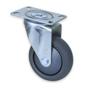 M Series castor, 100mm polyurethane on nylon wheel, swivel plate, Bluestone thread guard, 200 kg load