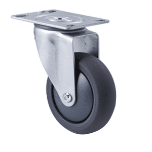 M Series castor, 100mm polyurethane on nylon wheel, swivel plate, Chicago screw axle, Bluestone thread guard, 200 kg load