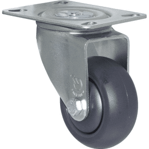 M Series castor, 75mm polyurethane on nylon wheel, swivel North American (NA) plate, grey seal & pedal, Bluestone thread guard, 200 kg load