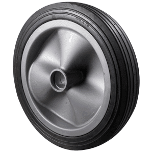 Puncture-proof, 400mm x 70mm black rubber tyre on plastic wheel for wheelbarrows & utility equipment, no bearing, 150 kg load